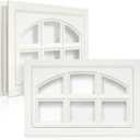 Tandefio 2 Pcs 20-7/8" x 13-3/4" Garage Door Windows, Replacement Vinyl Pane Inserts Kit with UV Resistant Resin Glass for Exterior Garage Door Windows Inserts, Beige (House Shaped)
