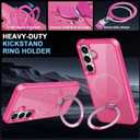 Hocase for Samsung Galaxy S25 Case, with Ring Stand [Magnetic Wireless Charging Supported] [Military Grade Protection] Slim Shockproof Translucent Protective Phone Case - Hot Pink