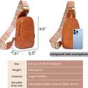 KlaOYer Sling Leather Bags For Women Crossbody Small Fanny Pack Purses Chest Bags With Guitar Strap For Gril Lady