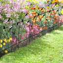 Thealyn Metal Decorative Garden Fence Border, 32 in.H x 19.5 in.W (10 Panels, Total Length 16 feet) No Dig Fence Rustproof Wrought Iron Landscape Fencing for Flower Bed, Trees, Black