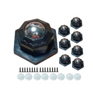 Metal Ball casters, Furniture Sliding 360 Degree Swivel Wheels, Load-Bearing Silent Pulleys, self-Adhesive/Screwed (Black, 1 Steel Ball, 8)