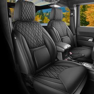 Seat Covers Custom Fit for Wrangler JK 2013-2017 4 Door, Pickup Truck Cover Cushion with Faux Leather Waterproof Seat Protector(Black, Full Set)