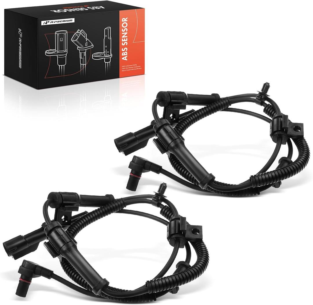 A-Premium 2PC Set Front ABS Wheel Speed Sensor Compatible with 2006 2007 2008 2009 Ford F250 F350 Super Duty [4WD] 2005-2010 - Front Driver and Passenger Side, Replace# 5C3Z2C204BA, 6C3Z2C204BA