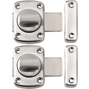 Alise 2Pcs Gate Latch Slide Bolt Latches Lock,Medium Size Safety Double Sided Rotate Gate Hardware for Storage Box, Cabinet,Shed Door,Brushed Finish,63mmx55mm MS220U-2P