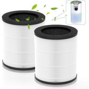 M03 Replacement Filter, Compatible with MOOKA M03 & B-D03 Air Purifier, 3-in-1 H13 True HEPA with activated Carbon Filter, 2-Pack