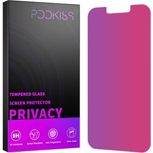 Compatible for iPhone 13/13 Pro/16e/iPhone 14 Privacy Screen Protector Tempered Glass 6.1 Inch, Pink Gradient Anti Spy Anti Blue Light HD Easy Installation