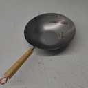 NEW WOK PROFESSIONAL CARBON STEEL 30cm Chinese Wood Handle Asian Flat Base Stir