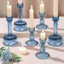 Circle Candlestick Holders Bulk, 6 Pcs Blue Combination Candle Holders Set, Crystal Candle Holders for Wedding, Table Centerpiece, Home Decoration