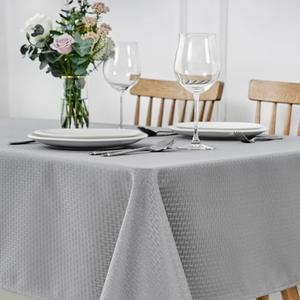 maxmill Rectangle Tablecloth Weaved Pattern Waterproof Spillproof Wrinkle Free Table Cloth, Kitchen Dining Tabletop Decoration, Fabric Table Cover for Holiday Parties, 52 x 70 Inch, Light Grey