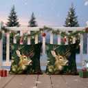 Vintage Christmas Set of 2 Deer Throw Pillow Covers 20x20Inch Dark Forest Retro Elk Art Animals Double Sided Print Winter Xmas Mistletoe Decor Cushion Cases for Sofa Couch (Wl-dp-wc-dark)