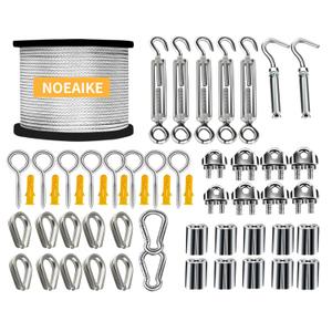 Wire Rope Kit,165FT 1/8" Vinyl Coated Stainless Steel Wire,Turnbuckles for Cables,Metal Wires for Garden Outdoor String Lights Hanging,Clothes Line Cable