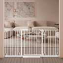 Extra Wide Baby Gate with Door Pressure Mounted 57.48-62.20 Inch,Child Baby Gates for Doorways No Drilling,Walk Through Dog Gate Indoor for The House Kitchen Stairs,White