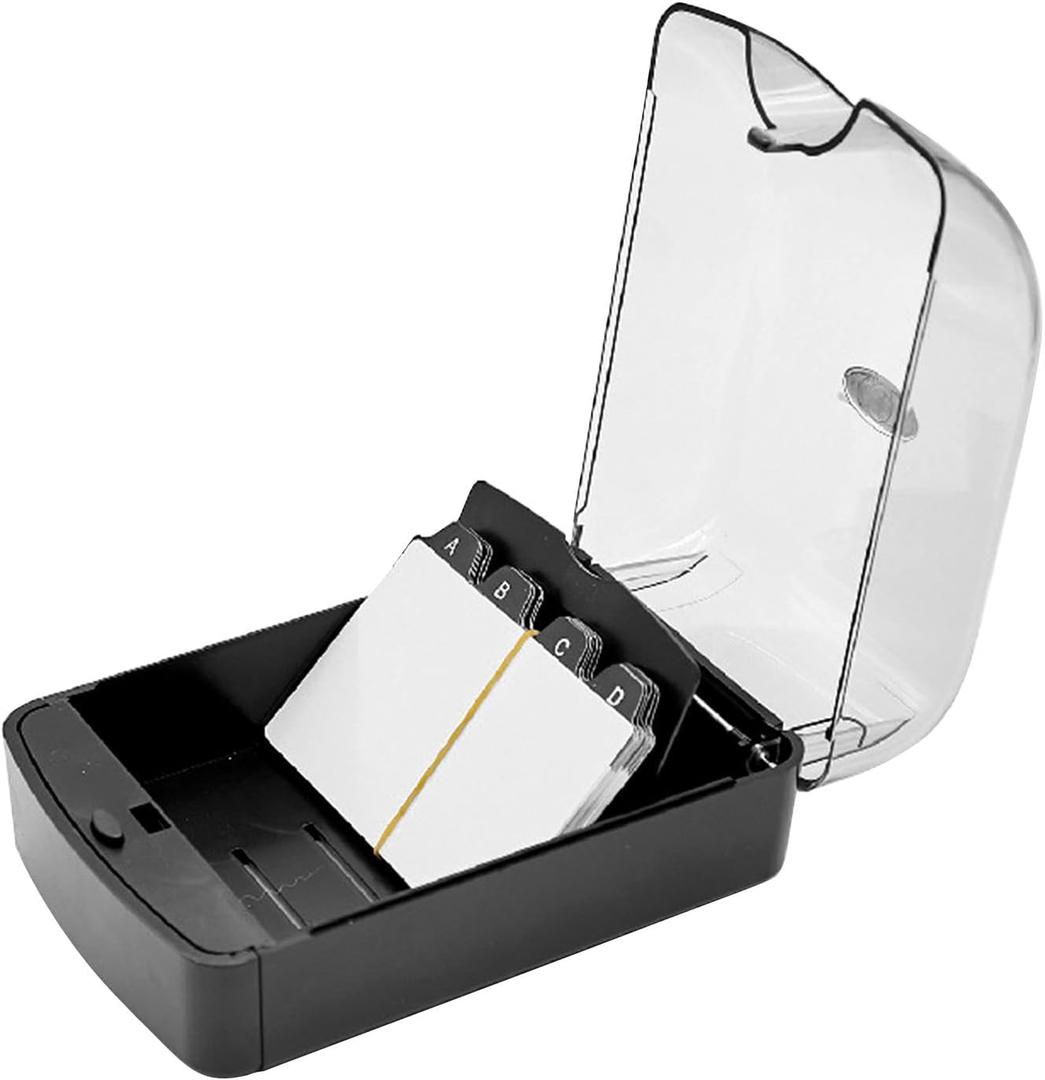Business Card Holder for Desk, Storage up to 350 Cards Capacity Business Card File Box, Push-Button