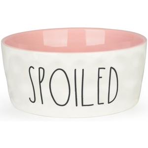 27OZ Ceramic Dog Bowl - 6 Inch Small Food Water Bowl, Heavy Duty Non-Slip Dog Dish for Medium Dogs, Food Grade Porcelain Pet Feeder Bowls, Microwave & Dishwasher Safe, Pink