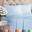 King Size 4 Piece Sheet Set - Comfy Breathable & Cooling Sheets - Hotel Luxury Bed Sheets for Women & Men - Deep Pockets, Easy-Fit, Soft and Wrinkle Free Sheets - Light Blue Oeko-Tex Bed Sheet Set