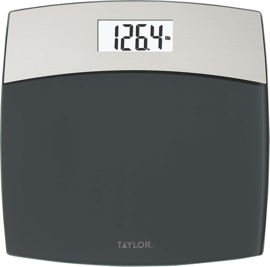 Taylor Digital Scales for Bodyweight Mixed Metal with Brushed Stainless Steel, 440 LB Capacity, Bathroom Scale, White Backlight Readout, Highly Accurate Digital Bathroom Scale