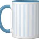 Light Blue Stripe Pattern Ceramic Mug, Blue/White, 11 Oz