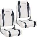 VIVOHOME Folding High Back Boat Seats 2 Pack, Waterproof Boat Captain Chairs, 4 Mounting Screws Included, White and Gray