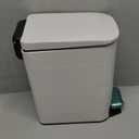 Slim Bathroom Trash Can with Lid Soft Close, Stainless Steel Garbage Can Step Trash Bin with Removable Inner Bucket for Bedroom, Office, Kitchen (Matt White, 1.8 Gallons)