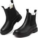 ziitop Women's Fur Lined Chelsea Boots (6, Black)
