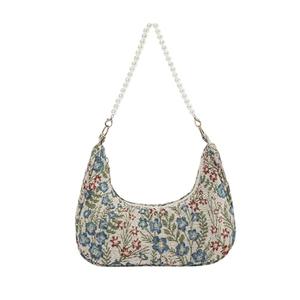 Verdusa Women's Floral Print Shoulder Bags Casual Underarm Purses with Pearl Strap