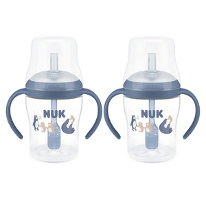 NUK Perfect Match Learner Straw Cup, 5 oz, 2 pack – Soft Straw, EasyGrip Handles, BPA Free, Spill Proof Transition Sippy Cup