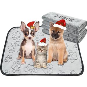 Qeils Reusable Puppy Pads, 2 Pack Washable Pee Pads for Dogs, Waterproof Non Slip Wee Wee pad, Absorbent and Leakproof Training Mats for Potty, Crate, Playpen, Bed, Sofa, 18"x 24"