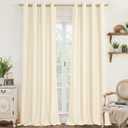 LAMIT Light Beige Linen Curtains for Living Room 84 inch Length 2 Panels, Linen Textured Thermal Insulated Curtains Burlap Privacy Grommet Drapes for Bedroom/Farmhouse, 2 Panels, W52 x L84