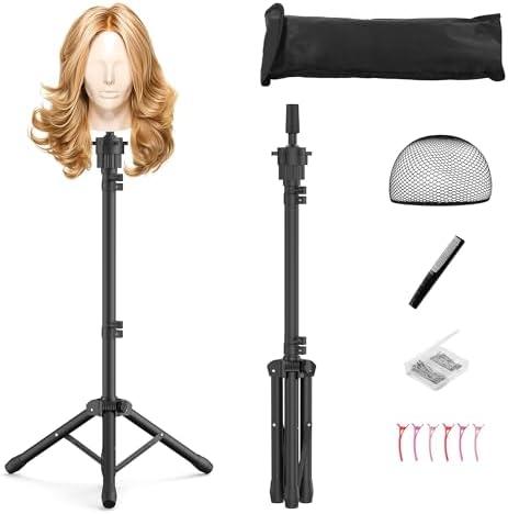 Relx Wig Head Stand - Adjustable Mannequin Head Stand - Wig Stand for Styling - Wig Stand Tripod for Cosmetology Hairdressing Training (Head Not Included)