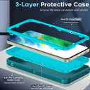 LeYi for Samsung Galaxy S21-FE-5G Case: S21 Fe Phone Case with 1 Pack Screen Protector, Samsung Galaxy S21 FE Case 3 in 1 Rugged Shockproof Android Cover Funda para S21FE, Teal