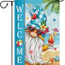 6 x Heyfibro Welcome Summer Gnome Garden Flag 12x18 Double Sided Burlap, Hawaii Tropical Beach Holiday Ocean Sea Welcome Spring Flower Yard Banner for Seasonal Outdoor Party Decoration(ONLY FLAG)