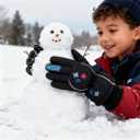 FGSS Winter Ski-Gloves for Kids - Warm Water-Repellent Snow Gloves Cold Weather Snowboard Mittens (Black)