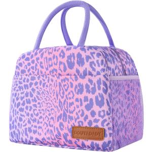 douyadady Lunch Bag Women/Men Lunch Box Women/Men (Purple Leopard)