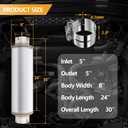 5 Inch Exhaust Muffler with Clamp, 5" Inlet/Outlet 30" Overall Length Resonator, Stainless Steel Straight Through Design Performance Muffler with Clamp, 1 PC