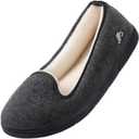 Wishcotton Women's Comfy Memory Foam ballerina House shoes, Women's Lightweight Loafer Slippers with Closed Back Indoor Outdoor (7, Dark Grey)
