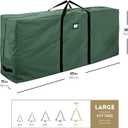 ZOBER 600D Oxford Fabric Large Christmas Tree Storage Bag - Fits 9 Ft Artificial Trees - Tear Proof Waterproof Christmas Tree Bag For Storage Box For Xmas - Strong, Durable Handles - Card Slot - Green