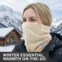 GXCROR Winter Neck Warmer, Reversible Fleece Gaiter Scarf, Windproof Face Mask for Men & Women (Off-white)