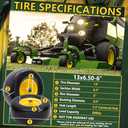 13x6.50-6 Lawn Mower Tires Flat Free Tire and Wheel with Rim, Solid Smooth Rubber for Zero-Turn Mowers, 5.5"-7.72"Centered Hub and 3/4" extra 5/8" 1/2" Bushings (Yellow)