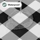 misaya Round Fitted Tablecloth with Elastic Edge, Buffalo Plaid Waterproof Vinyl Flannel Backed Table Cloth Cover Fits 36"x44" Round Tables for Dinner, Outdoor, Picnic, Black White Check