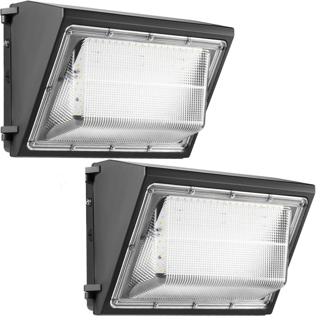 2PACK Dusk to Dawn 100W LED Wall Pack Light Fixture, 13000LM 400-600W HPS/HID Equivalent, 5000K Daylight Commerical/Industrial Outdoor Security Lighting, ETL for Parking Lot,Warehouse,Entrance