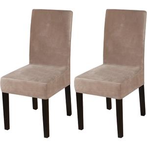 Turquoize Velvet Chair Covers for Dining Chairs Set of 2 Stretch Taupe Chair Covers for Dining Room Parson Chair Slipcovers Washable Dining Chair Covers, Soft Thick Velvet Fabric (2, Taupe)