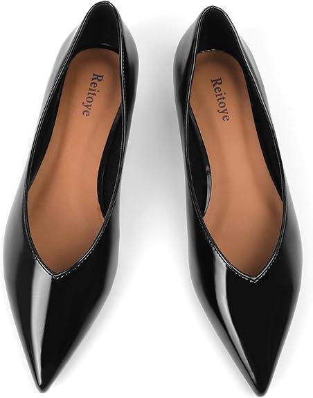 Reitoye Flats for Womens Closed Pointed Toe Ballet Flat Comfortable Dressy Work Slip On Casual Shoes Womens Flats. Size 7,5