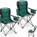 2 Pack Camping Chairs,Oversized Folding Lawn Chairs for Adults w/3 Levels Adjustable Angled Backrest,Cup Holders,Cooler Bag,Heavy Duty Camp Chair Support to 400lbs,Portable for Outdoor