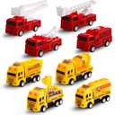 8 Pack Pull Back Cars Vehicle Toys Set, Fire Truck Construction Truck Model for Kids Boys Girls Toddler, Mini Pull Back Vehicles Party Favors Birthday Gift Classroom Prize Pinata Fillers