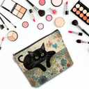 DETIGER 2 PCs Floral Cat Makeup Bag Cat Lover Gifts Cat Gifts Cosmetic Bag, Cat Mom Gifts Cat Themed Gifts for Women Best Friends Coworkers, Cute Cat Stuff Christmas birthday Gifts Zipper Pouch