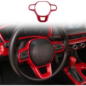 Steering Wheel Cover Trims for Honda Civic 2022-2025, for CRV CR-V 2023 2024 2025 Accessories Car Sporty Interior Decal (Red)