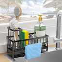 Kitchen Sponge Holder with Compartment Stainless Steel Kitchen Sink Caddy Drainage Sink Caddy Organizer Dish Sponge Organizer with Removable Drip Tray Caddy Sink Brush Holder for Brush Coun