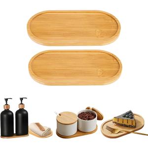 2PCS Bamboo Bathroom Trays - Suitable for The Bathroom,Kitchen,Breakfast Tray and Decorative Tray (6.88 in * 3.46 in)