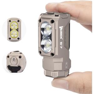 WUBEN E7 1800 Lumen Rechargeable Mini Flashlight with Magnet - Super Bright 6 Modes Khaki EDC Flashlight, Typ-C Rechargeable LED; IP68 Pocket Flashlight for Headlamp Use, Rescue, Camping