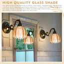 Teenyyou 2 Pcs Amber Glass Tulip Lamp Shades Small Flower Art Sconce Shade E26 Base 1.65" Top x 4.45" Dia. x 4.33" H Mini Lampshades Replacement for Table Chandelier Decor Vanity Pendant Light Cover